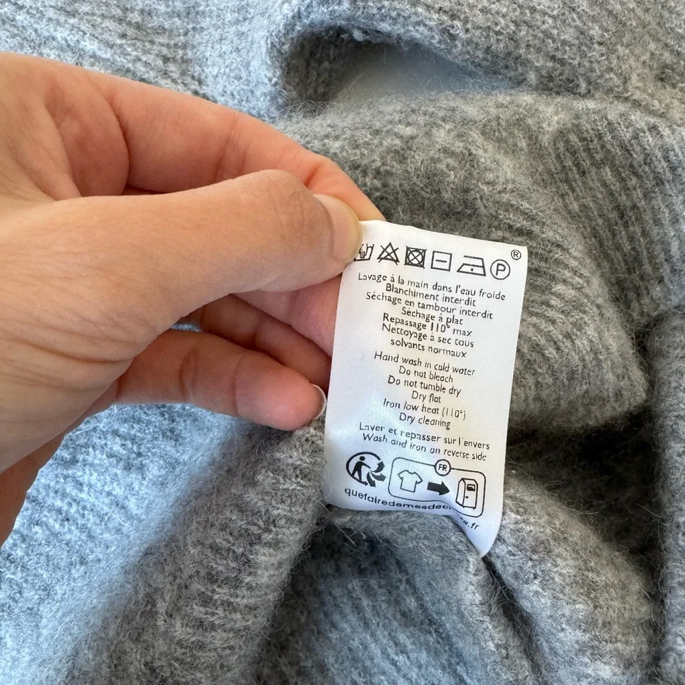 Sezane Small Cody V Neck Sweater Jumper Gray Baby Alpaca - Picture 11 of 12